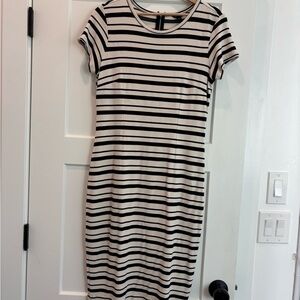 Ann Taylor Black and Cream Striped dress